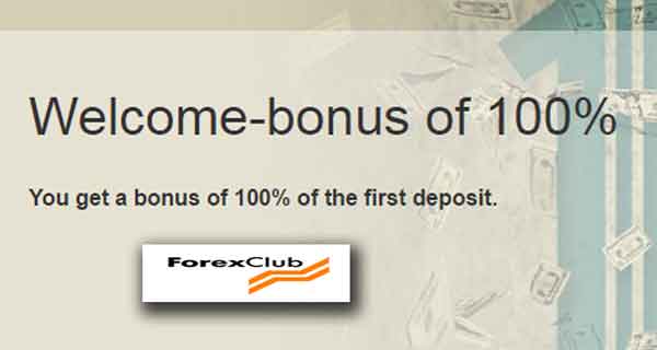 FXClub – 100% Welcome Deposit Bonus